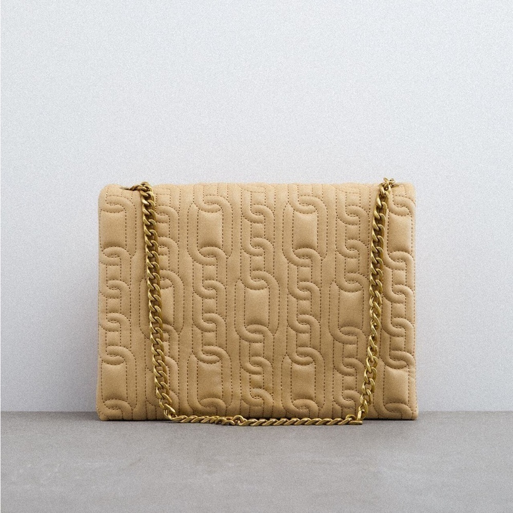 Zara beige padded shoulder bag